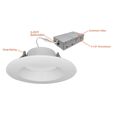 Envision LED 5/6" Retrofit Downlight, RDL-Line, 5CCT Selectable 27K/30K/35K/40K/50K, White, LED-RDL-EX-6-3P18-5CCT-WH-SM