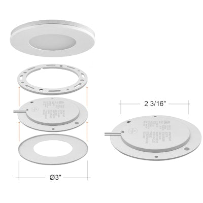 Envision LED Undercabinet Puck Light, 1CCT Selectable 30k, White, LED-PCK-3W-30K-24V