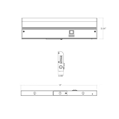 Envision LED 18" Undercabinet Bar,  5CCT Selectable 27K/30K/35K/40K/50K, White, LED-EUC-18I-8W-5CCT-WH