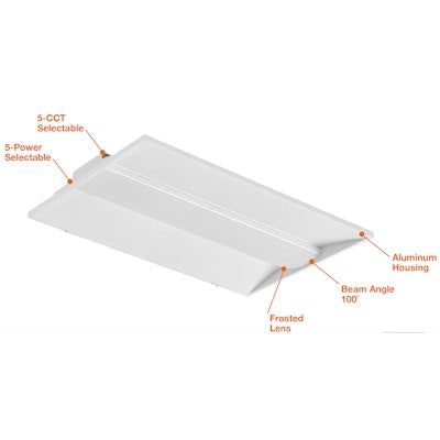 Envision LED C-Line, 2x4 LED Center Basket Troffer, 5CCT Selectable 30k/35k/40k/50k/65k, White, LED-CBT-2x4-5P50-5CCT-EMB