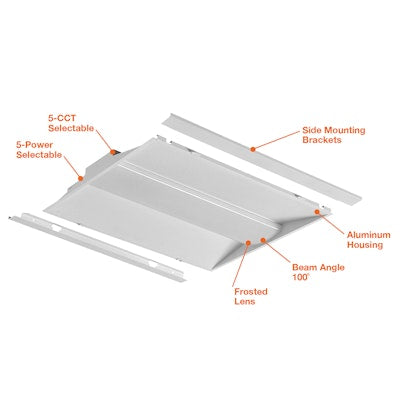 Envision LED C-Line, 2X2 LED Center Basket Troffer, 5CCT Selectable 27k/30k/35k/40k/50k, White, LED-CBT-RK-2X2-5P40-5CCT