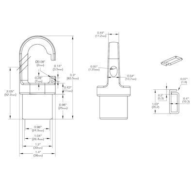 Envision LED RHB3, Pendant Mount Hook 1" Pipe, RHB-PDM-HK