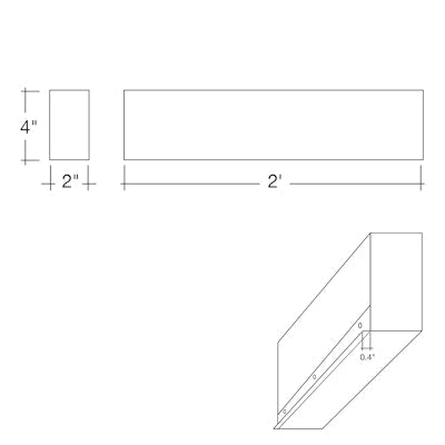 Envision LED ARCY-Line, 2' Architectural Linear fixture (Drywall Flange Kit), 5CCT Selectable 50k/40k/35k/30k/27k, White, ALIN2-2FT-3P25-D-5CCT-WH-RTK