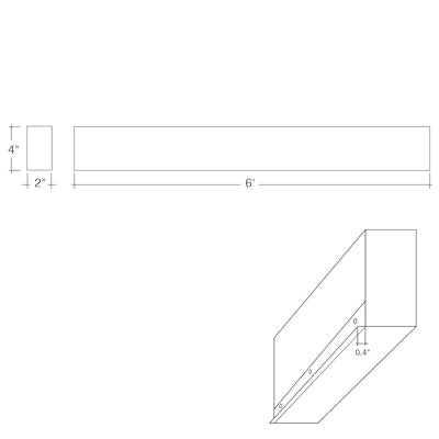 Envision LED ARCY-LINE, 6' Architectural Linear fixture (Drywall Flange Kit), 5CCT Selectable 50k/40k/35k/30k/27k, White, LED-ALIN2-6FT-3P75-D-5CCT-WH-RTK