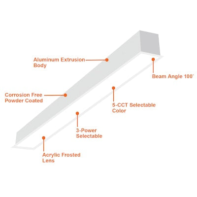 Envision LED ARCY-LINE, 6' Architectural Linear fixture (Drywall Flange Kit), 5CCT Selectable 50k/40k/35k/30k/27k, White, LED-ALIN2-6FT-3P75-D-5CCT-WH-RTK