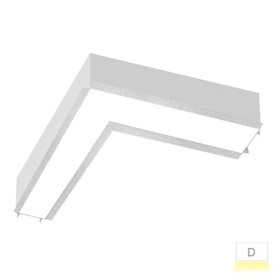 Envision LED ARCY-Line, 12x12" L-Shape Downlight (Trimless), 5CCT Selectable 50k/40k/35k/30k/27k, White, LED-ALIN2-12x12-L-3P25-D-5CCT-WH-TML