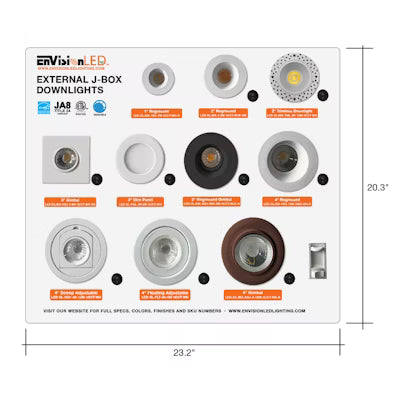 Envision LED Display featurg 10 of our canless downlights, 5CCT Selectable 27K/30K/35K/40K/50K, DISPLAY-DLJBX