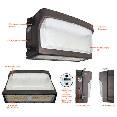 Envision LED Full Cut Off Wall Packs, Full-FC-Line, 3CCT Selectable 30k/40k/50k, Black, LED-WPF-FC-21-3P100-TRI-BL-PC