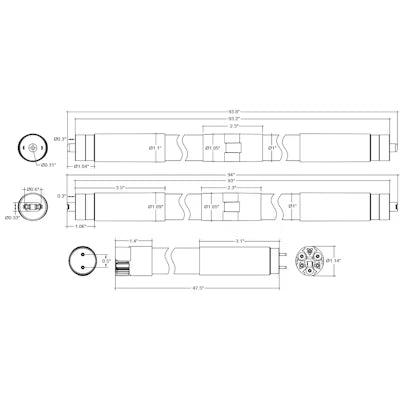 Envision LED 8 ' T8 Glass + PC Coating DUAL FIT Ballast, or AC Direct Double Sided w/ FA8 Single Pin Sockets, 1CCT Selectable 50K, Frosted, LED-T8-DF-GL-8'-42W-50K