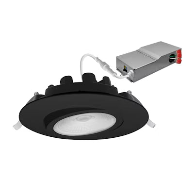 Envision LED 6" Gimbal Adjustable Downlight Canless, 5CCT Selectable, 27K/30K/35K/40K/50K, Black, LED-DLJBX-ADJ-6-18W-5CCT-BLK-R
