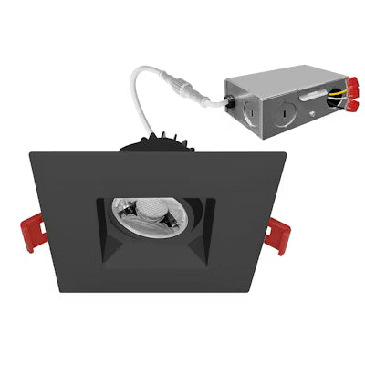 Envision LED 3" Regressed Gimbal Downlight, SnapTrim-Line, 5CCT Selectable 27K/30K/35K/40K/50K, Black, LED-DLJBX-ADJ-3RG-8W-5CCT-BLK-SQ