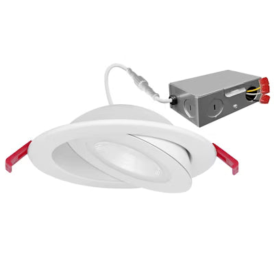 Envision LED 4" Floating Gimbal Downlight (Canless) , 5CCT Selectable 27K/30K/35K/40K/50K, White, LED-SL-FLT-4R-9W-5CCT-WH