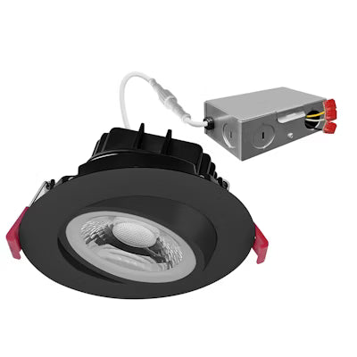 Envision LED 4" Gimbal Adjustable Downlight Canless, 5CCT Selectable 27K/30K/35K/40K/50K, Black, LED-DLJBX-ADJ-4-12W-5CCT-BLK-R