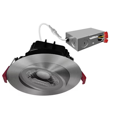 Envision LED 4" Gimbal Adjustable Downlight Canless, 5CCT Selectable 27K/30K/35K/40K/50K, Brushed Nickel, LED-DLJBX-ADJ-4-12W-5CCT-BN-R