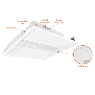 Envision LED 2X4 LED Center Basket Th" LuxLume Troffer, 4CCT Selectable 30k/35k/40k/50k, White, LED-CBT-TL-2X4-3P50-4CCT
