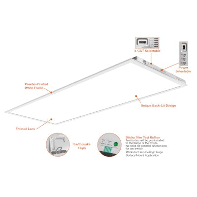 Envision LED 2X4 LED Panel, BackLit Line, 5CCT  Selectable 30k/35k/40k/50k/65k, White, LED-BPL-2X4-3M50-5CCT