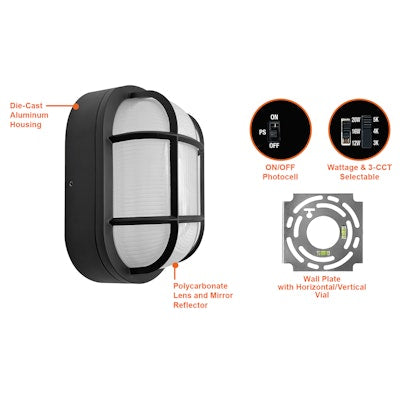 Envision LED Bulk-Line, Wall Pack, 3CCT Selectable 30k/40k/50k, Black, LED-WPBH-3P20-TRI-BL-PC