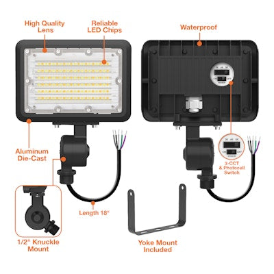 Envision LED Mini Area Floodlights, XS-Line,  3CCT Selectable 30k/40k/50k, Black, LED-FL-30W-TRI-BL-KNYK-PC