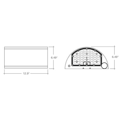 Envision LED CIRCLE-Line, Half Cylinder Up/Down Wall Pack, 3CCT Selectable 30k/40k/50k, Black, LED-WPUD-SC-3P80-TRI-BL-PC