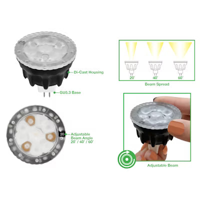 Envision LED, MR-16 LED Lux-Line, 1CCT Selectable 2700K, Black, LED-MR16-4W-27K-3B-BL