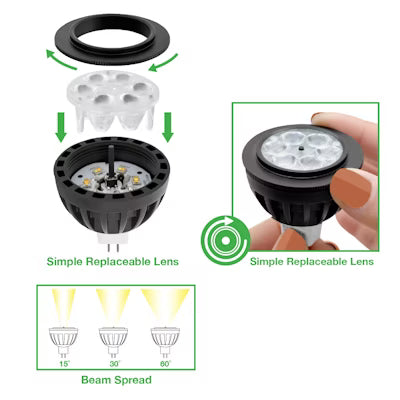 Envision LED MR-16 LED Lux-Line,  5CCT Selectable 50K/40K/35K/30K/27K, Black, LED-MR16-8W-5CCT-4B-BL