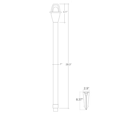 Envision LED Path Light Stem, 24" Height, Black, PL-24-ALM-BL-12V