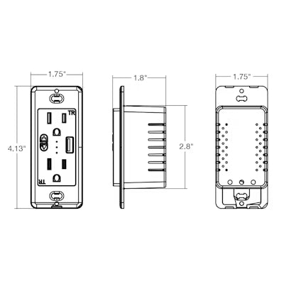 Envision LED PIR Bi-Level + Daylight, Wall Outlet 3-Prong + USB SILVAIR, White, S-WS-120V-USB-SL