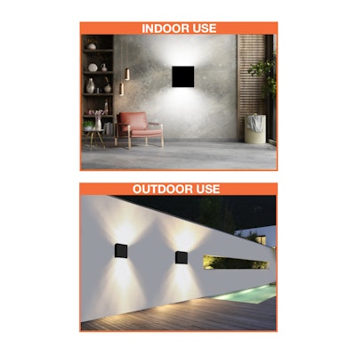 Envision LED 12" Modern Square Sconce Light, M-Line, 5CCT Selectable 27k/30k/35k/40k/50k, Black, LED-WSC-12-UD-30W-5CCT-BL