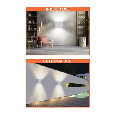 Envision LED 12" Modern Square Sconce Light, M-Line, 5CCT Selectable 27k/30k/35k/40k/50k, White, LED-WSC-12-UD-30W-5CCT-WH
