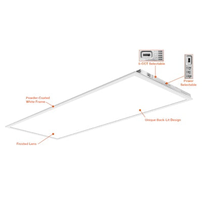 Envision LED 2x4 LED Panel, BackLit Line, 5CCT Selectable 30k/35k/40k/50k/65k, White, LED-BPL-2x4-5P50-5CCT-HL-SR