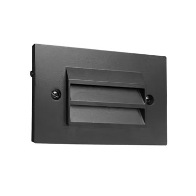 Envision LED Surface Mount Step Light - 5"ch Width - Louver, 5CCT Selectable 27K/30K/35K/40K/50K, Black, LED-STEP-LVR-SM-5-4W-5CCT-ALM-BL-LV
