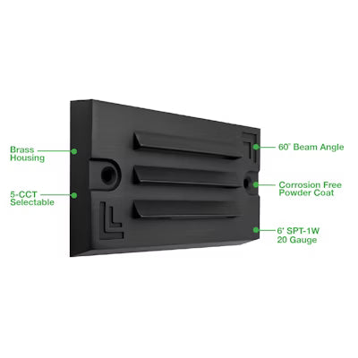 Envision LED Surface Mount Step Light - 5"ch Width - Louver, 5CCT Selectable 27K/30K/35K/40K/50K, Matte Black, LED-STEP-LVR-SM-5-3W-5CCT-BR-MBL-LV
