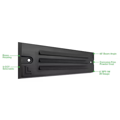 Envision LED Surface Mount Step Light - 9"ch Width - Louver, 5CCT Selectable 27K/30K/35K/40K/50K, Matte Black, LED-STEP-LVR-SM-9-5W-5CCT-BR-MBL-LV