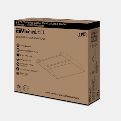 Envision LED 2X2 LED Center Basket Th" LuxLume Troffer, 4CCT Selectable 30k/35k/40k/50k, White, LED-CBT-TL-2X2-3P40-4CCT