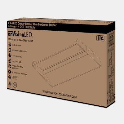 Envision LED 2X4 LED Center Basket Th" LuxLume Troffer, 4CCT Selectable 30k/35k/40k/50k, White, LED-CBT-TL-2X4-3P50-4CCT
