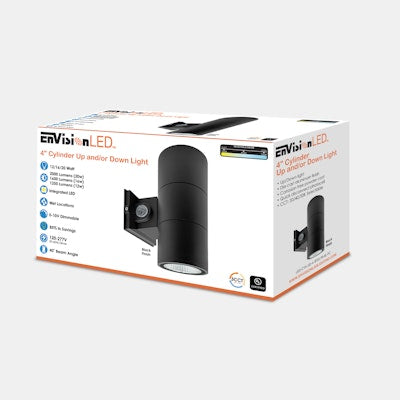 Envision LED 6" Cylinder Up and/or Down Light, ARCY-Line, 3CCT Selectable 30k/40k/50k, Black, LED-CYA-UD-6-3P35-TRI-BL-PC