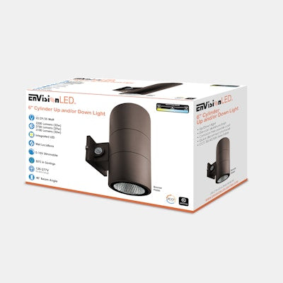 Envision LED 6" Cylinder Up and/or Down Light, ARCY-Line,  3CCT Selectable 30k/40k/50k Bronze, LED-CYA-UD-6-3P35-TRI-BZ-PC