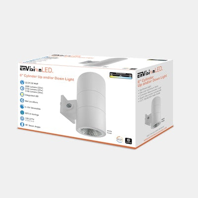 Envision LED 6" Cylinder Up and/or Down Light, ARCY-Line, 3CCT Selectable 30k/40k/50k, White, LED-CYA-UD-6-3P35-TRI-WH-PC