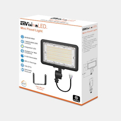 Envision LED Mini Area Floodlights, XS-Line, 3CCT Selectable 30k/40k/50k, Black, LED-FL-3P60-TRI-BL-KNYK-PC