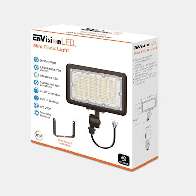 Envision LED Mini Area Floodlights, XS-Line, 3CCT Selectable 30k/40k/50k, Bronze, LED-FL-3P60-TRI-BZ-KNYK-PC