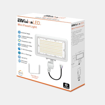 Envision LED Mini Area Floodlights, XS-Line, 3CCT Selectable 30k/40k/50k, White, LED-FL-3P60-TRI-WH-KNYK-PC