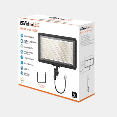Envision LED Mini Area Floodlights, XS-Line, 3CCT Selectable 30k/40k/50k, Black, LED-FL-3P150-TRI-BL-KNYK-PC