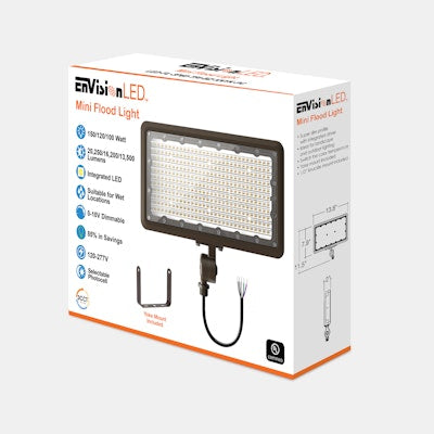 Envision LED Mini Area Floodlights, XS-Line, 3CCT Selectable 30k/40k/50k, Bronze, LED-FL-3P150-TRI-BZ-KNYK-PC