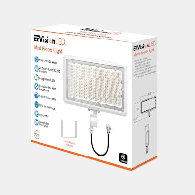 Envision LED Mini Area Floodlights, XS-Line, 3CCT Selectable 30k/40k/50k, White, LED-FL-3P150-TRI-WH-KNYK-PC