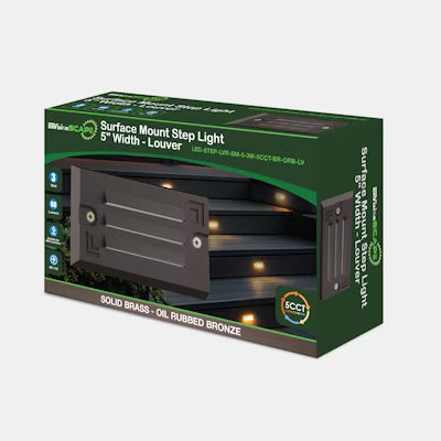 Envision LED Surface Mount Step Light - 5"ch Width - Louver, 5CCT Selectable 27K/30K/35K/40K/50K, Oil Rubbed Bronze, LED-STEP-LVR-SM-5-3W-5CCT-BR-ORB-LV