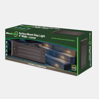 Envision LED Surface Mount Step Light - 9"ch Width - Louver, 5CCT Selectable 27K/30K/35K/40K/50K, , Oil Rubbed Bronze, LED-STEP-LVR-SM-9-5W-5CCT-BR-ORB-LV