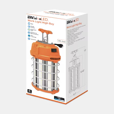Envision LED 150W Work Light w/ 35' Cable, 1CCT Selectable 5000K, Orange, LED-WKL-150W-50K-35