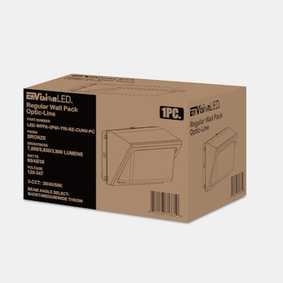 Envision LED OPTIC-Line, Traditional Wall Pack, 3CCT Selectable 30k/40k/50k, Bronze, LED-WPFA-3P60-TRI-BZ-CUNV-PC