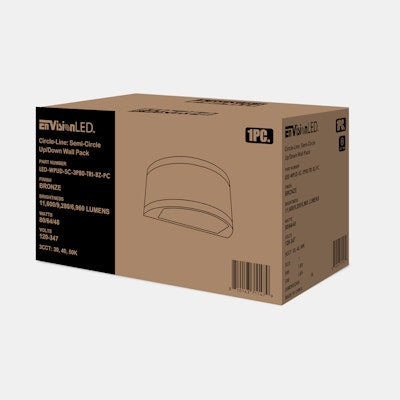 Envision LED CIRCLE-Line, Half Cylinder Up/Down Wall Pack, 3CCT Selectable 30k/40k/50k, Bronze, LED-WPUD-SC-3P80-TRI-BZ-PC