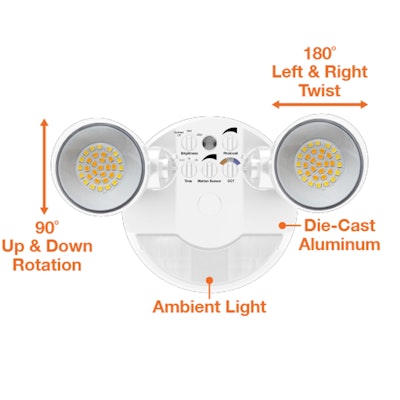 Envision LED Security Flood Light with Motion Sensor, 3CCT Selectable 30k/40k/50k, White, LED-XSL2R-2P25-TRI-WH-PIR
